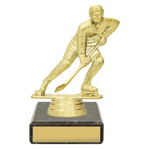 Gold figure trophy - ice hockey with plastic / marble construction