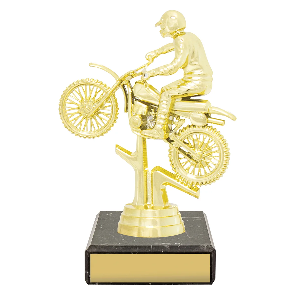 yb8068-gold Gold figure trophy - motocross with plastic / marble construction