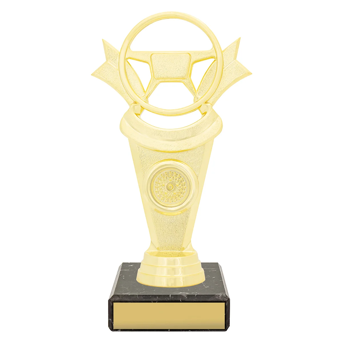 yb8614-gold Gold figure trophy - motorsport with plastic / marble construction