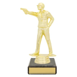 Gold figure trophy - pistol with plastic / marble construction