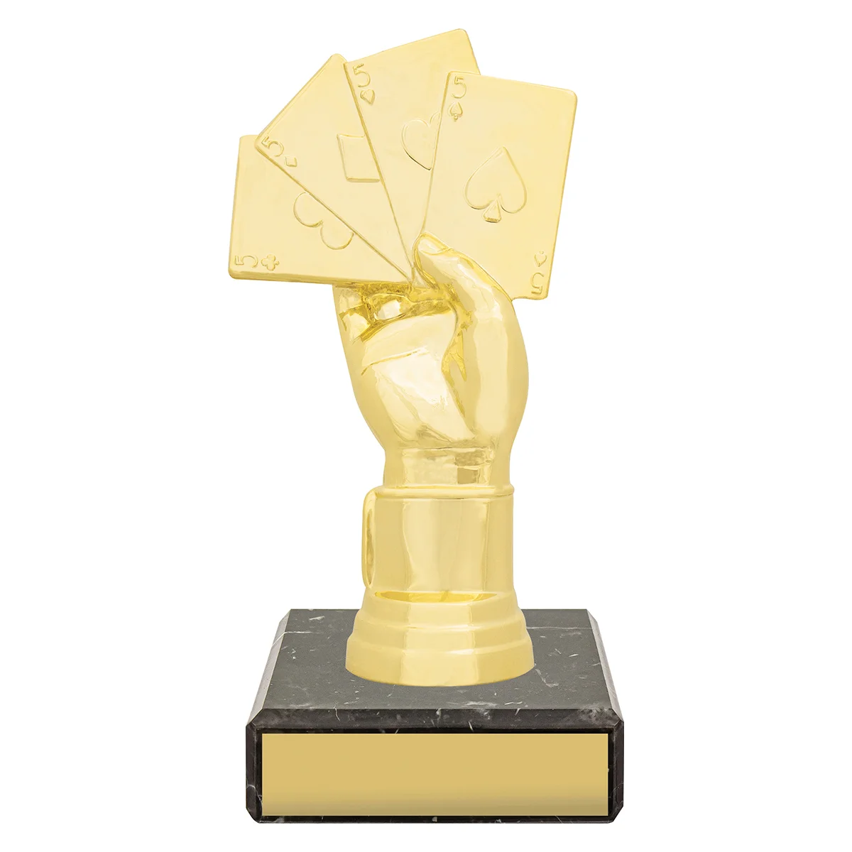 yb8385-gold Gold figure trophy - poker with plastic / marble construction