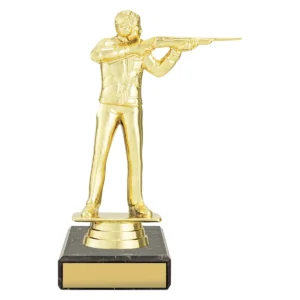 Gold figure trophy - rifle with plastic / marble construction