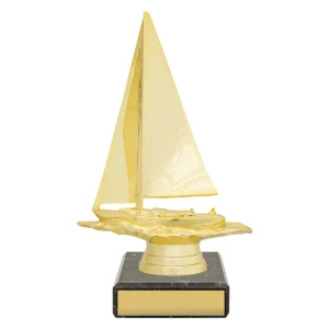 Gold figure trophy - sailing with plastic / marble construction