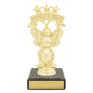 Gold figure trophy - spelling bee with plastic / marble construction
