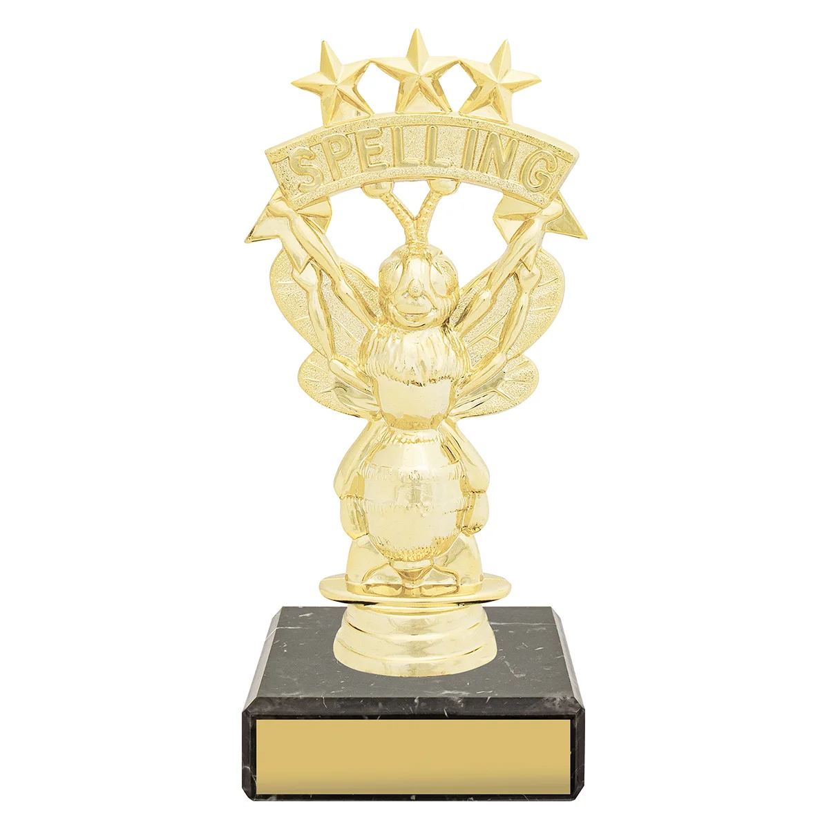 yb8378-gold Gold figure trophy - spelling bee with plastic / marble construction
