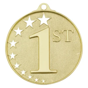 Gold first place stars with metal construction
