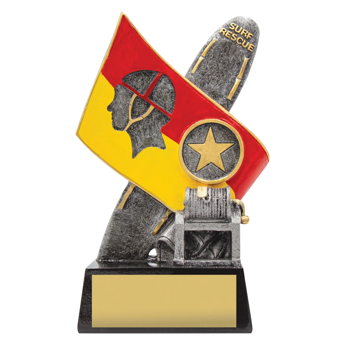 27158a-silver Silver flag, board & reel with resin construction