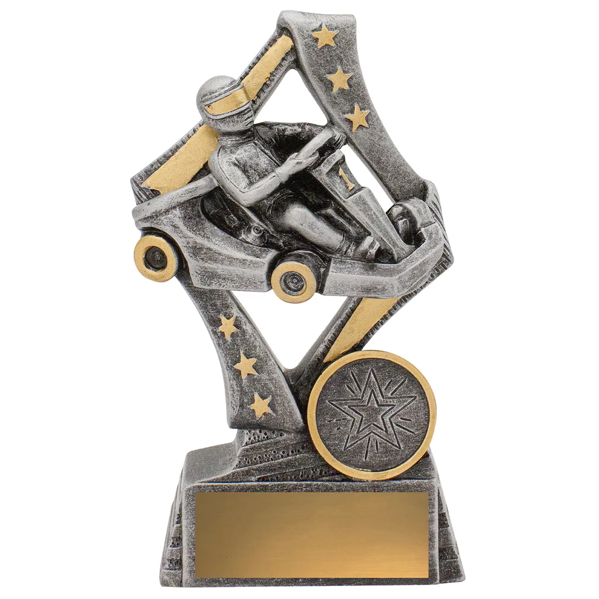 Silver flag go kart with resin construction