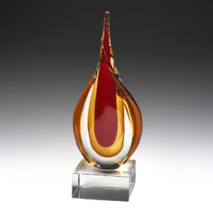 Red flame award with glass construction