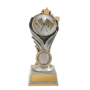Silver / gold flame tower-flags with resin construction