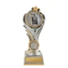 -gold Silver / gold flame tower-netball with resin construction