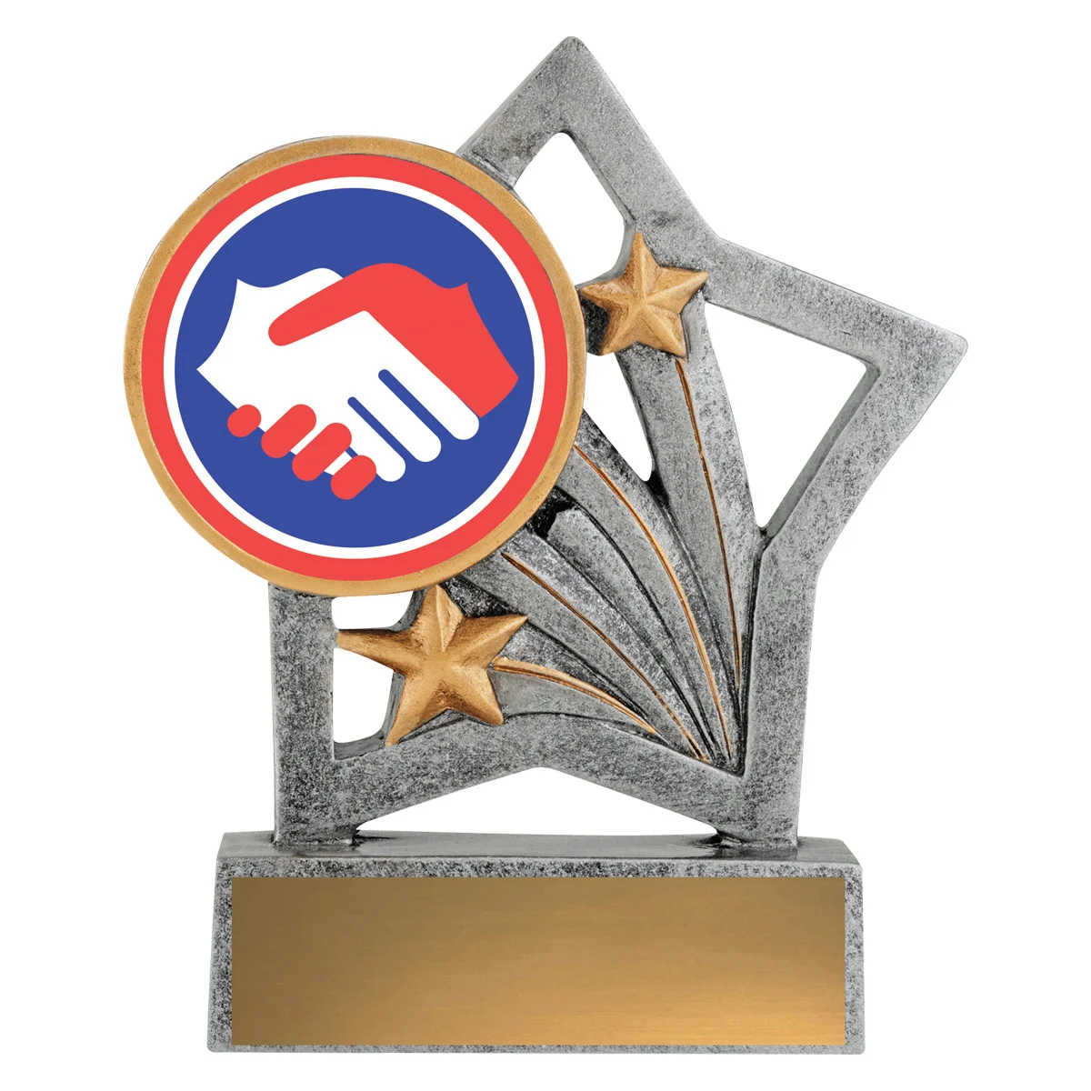 asf246-silver Silver flash - handshake with resin construction