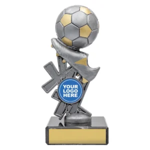 Silver football expo with plastic / marble construction