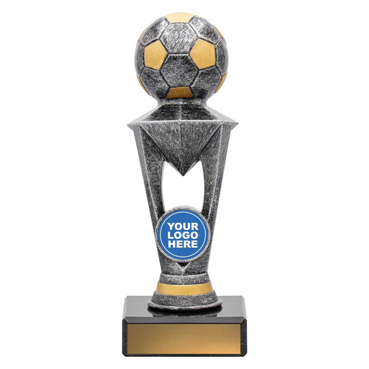 f503-silver Silver football orbit with plastic / marble construction