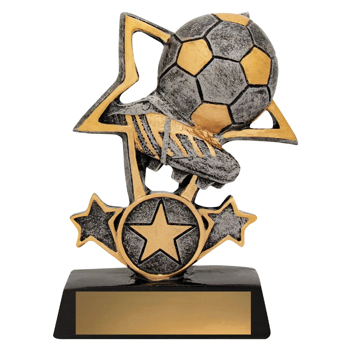 12438s-silver Silver football tri-star with resin construction
