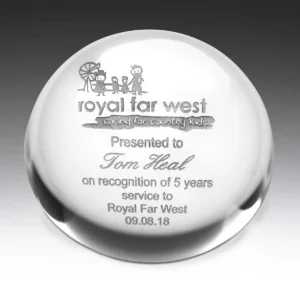 Forever crystal paperweight with crystal construction