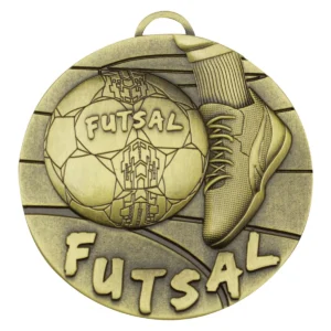 Gold futsal medal with metal construction
