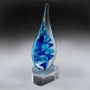 Blue artistic glass-gemini with glass construction