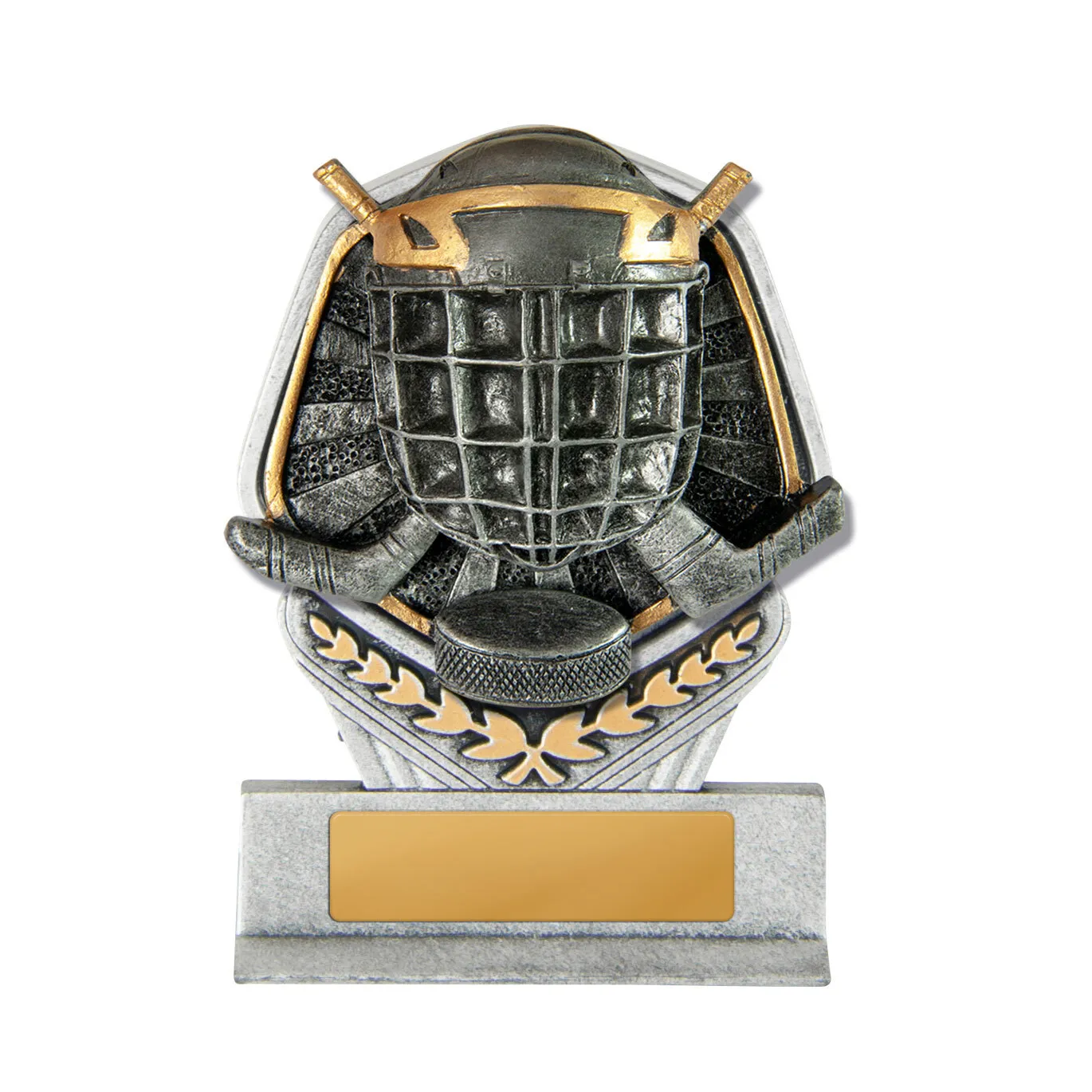 -gold Silver / gold gladiator series-ice hockey with plastic / resin construction