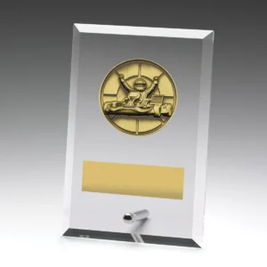 Glass plaques - go kart with glass construction
