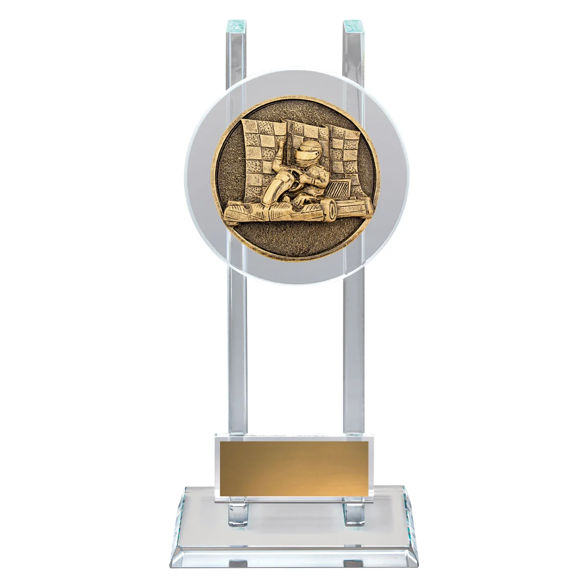sg265a-gold Gold go kart spartan glass with glass construction