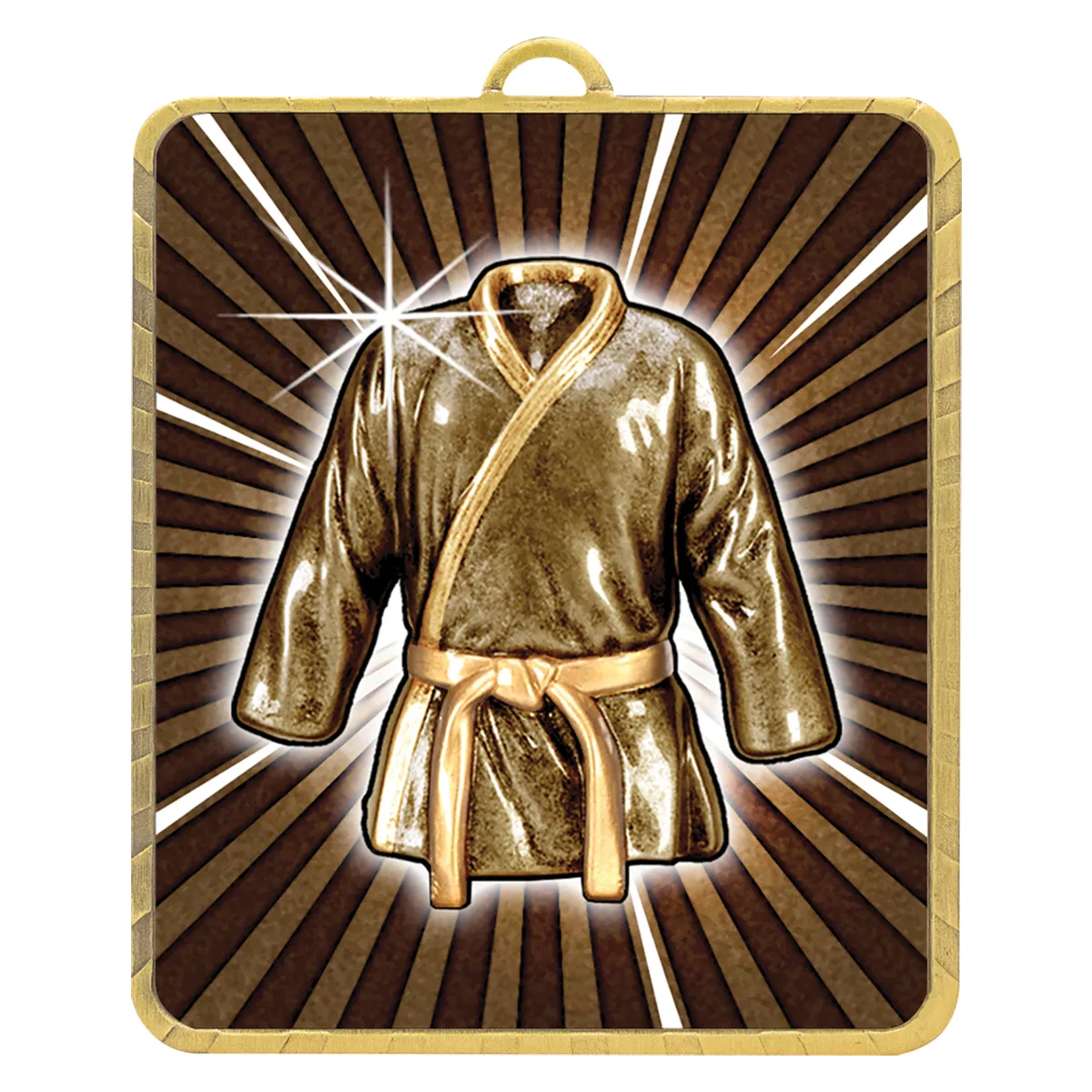 lm045g-gold Gold gold lynx medal - martial arts with metal construction