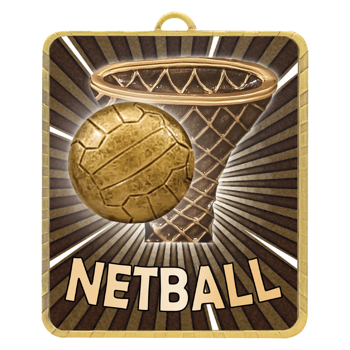 lm037g-gold Gold gold lynx medal - netball with metal construction
