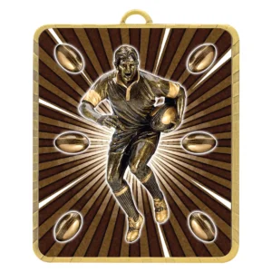 Gold gold lynx medal - rugby male with metal construction