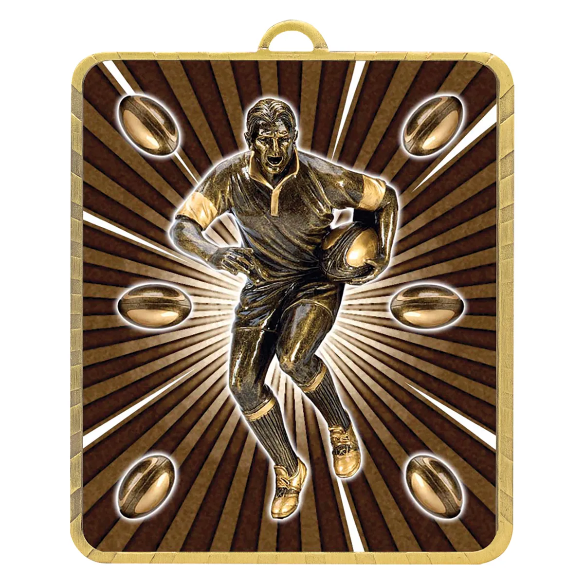 lm013g-gold Gold gold lynx medal - rugby male with metal construction