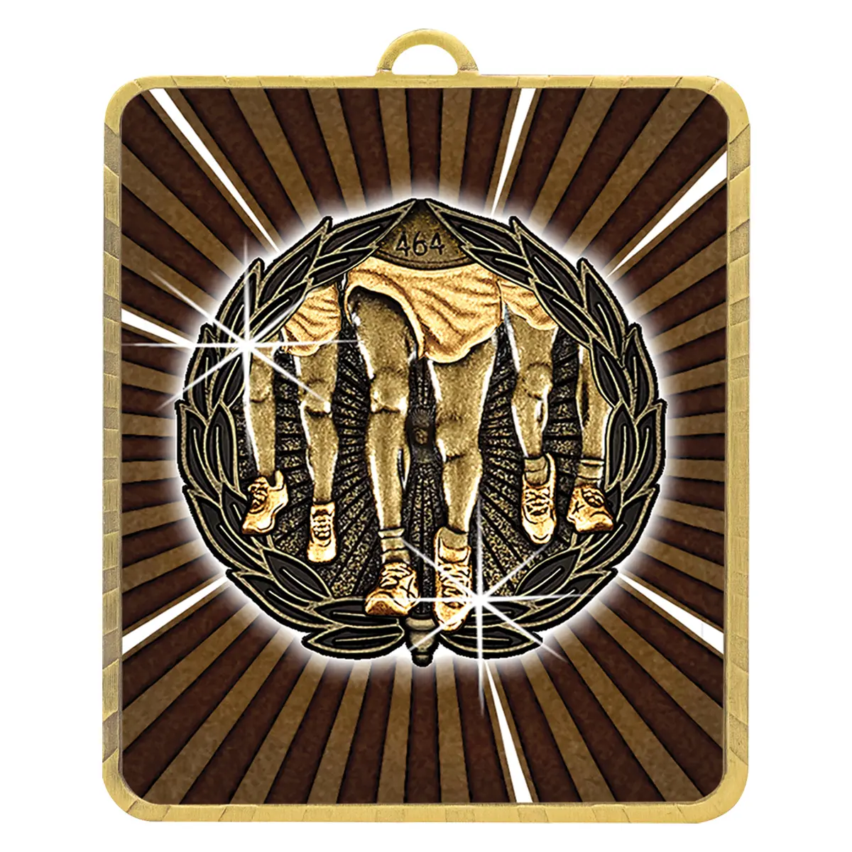 lm025g-gold Gold gold lynx medal - running with metal construction