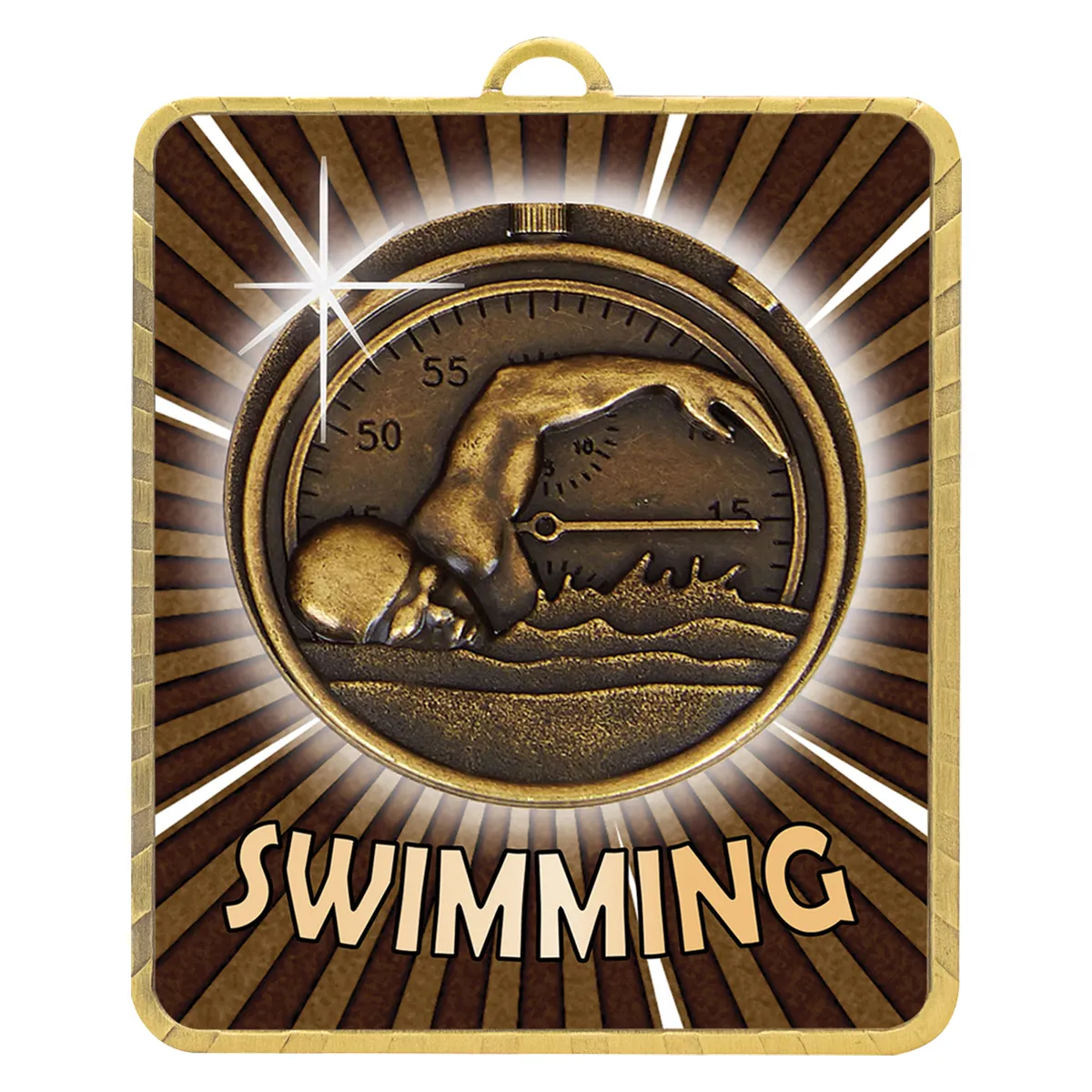 lm002g-gold Gold gold lynx medal - swim with metal construction