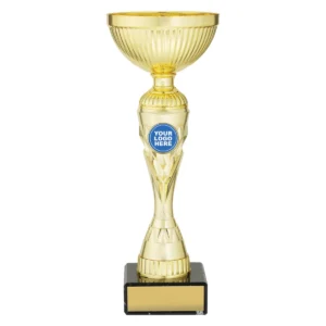 Gold gold vector cup with plastic / metal / marble construction