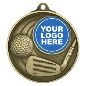 Gold golf medal - insert option with metal construction