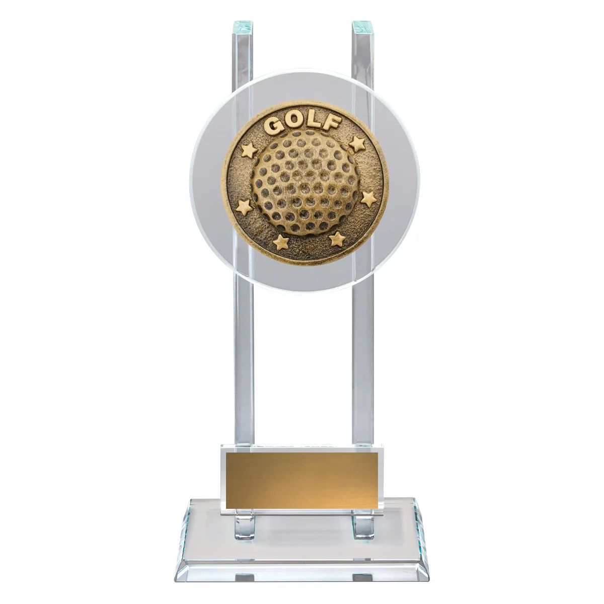 sg209a-gold Gold golf spartan glass with glass construction