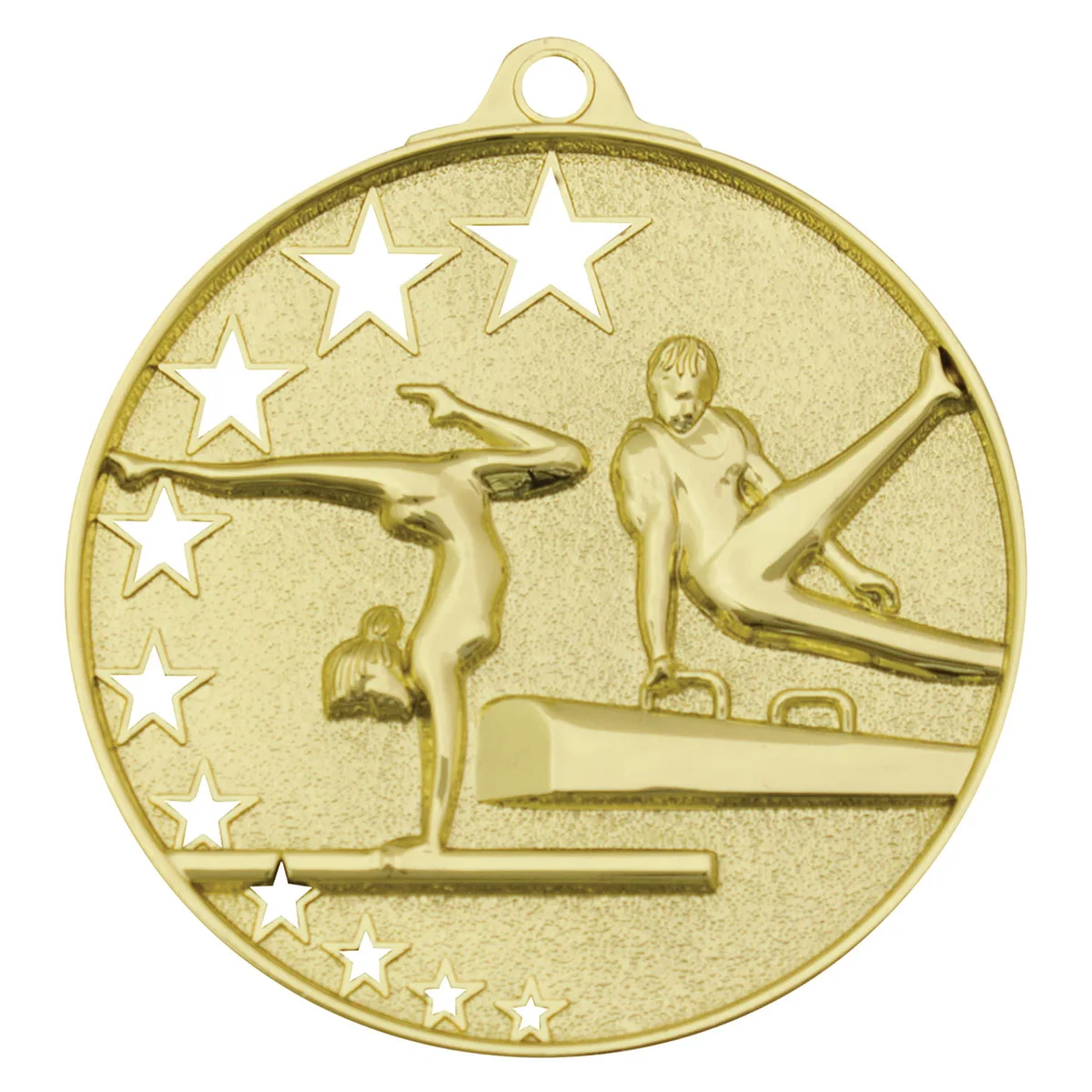 Gold gymnastics stars with metal construction