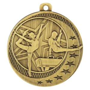 Gold gymnastics wayfare with metal construction