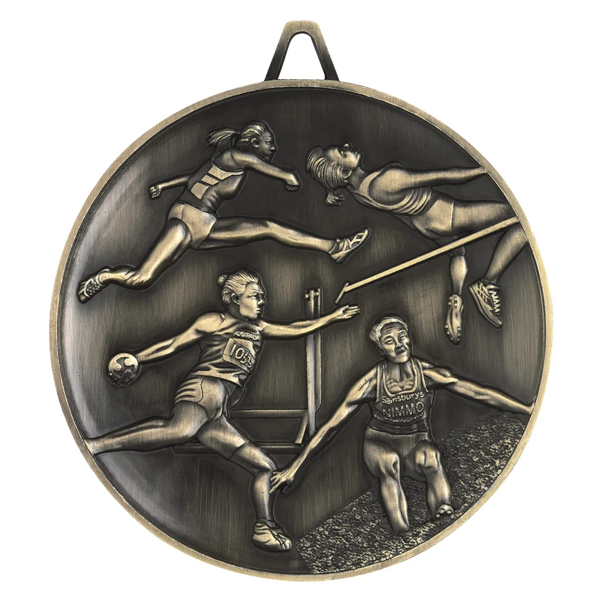 m9359-gold Gold heavyweight track & field - female with metal construction