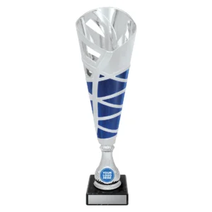 Blue hex cup - silver / blue with plastic / marble construction