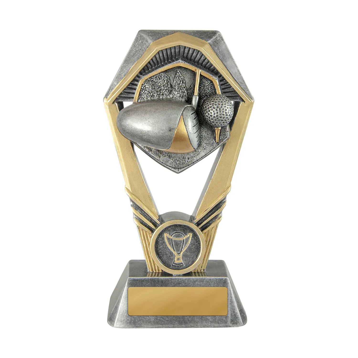 -gold Silver / gold hex tower-golf with resin construction