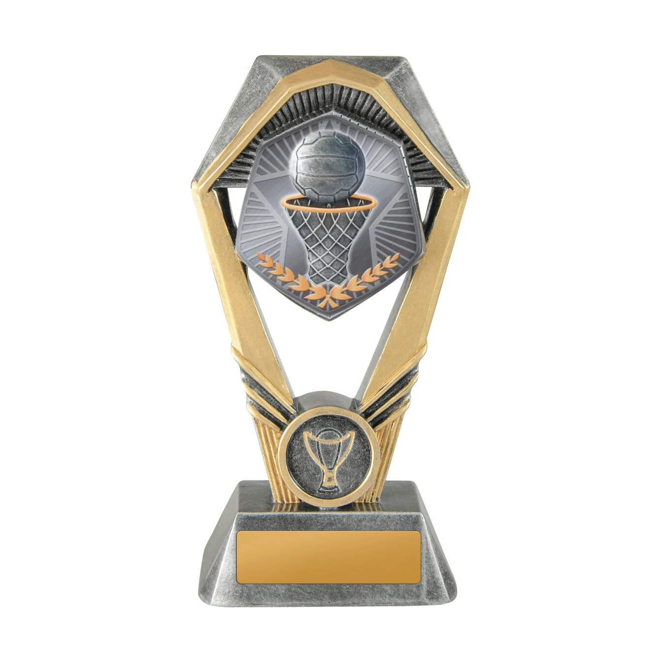 Silver / gold hex tower-netball with resin construction