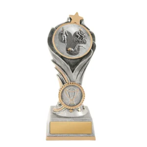 Silver / gold hex tower-triathlon with resin construction