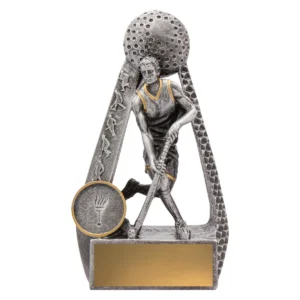 Silver hockey male portal player with resin construction