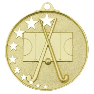 Gold hockey stars with metal construction