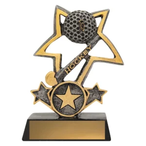 Silver hockey tri-star with resin construction