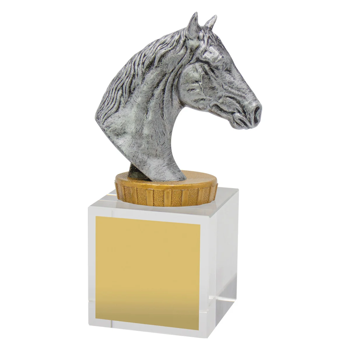 ub35a-silver Silver horse budget crystal with crystal construction