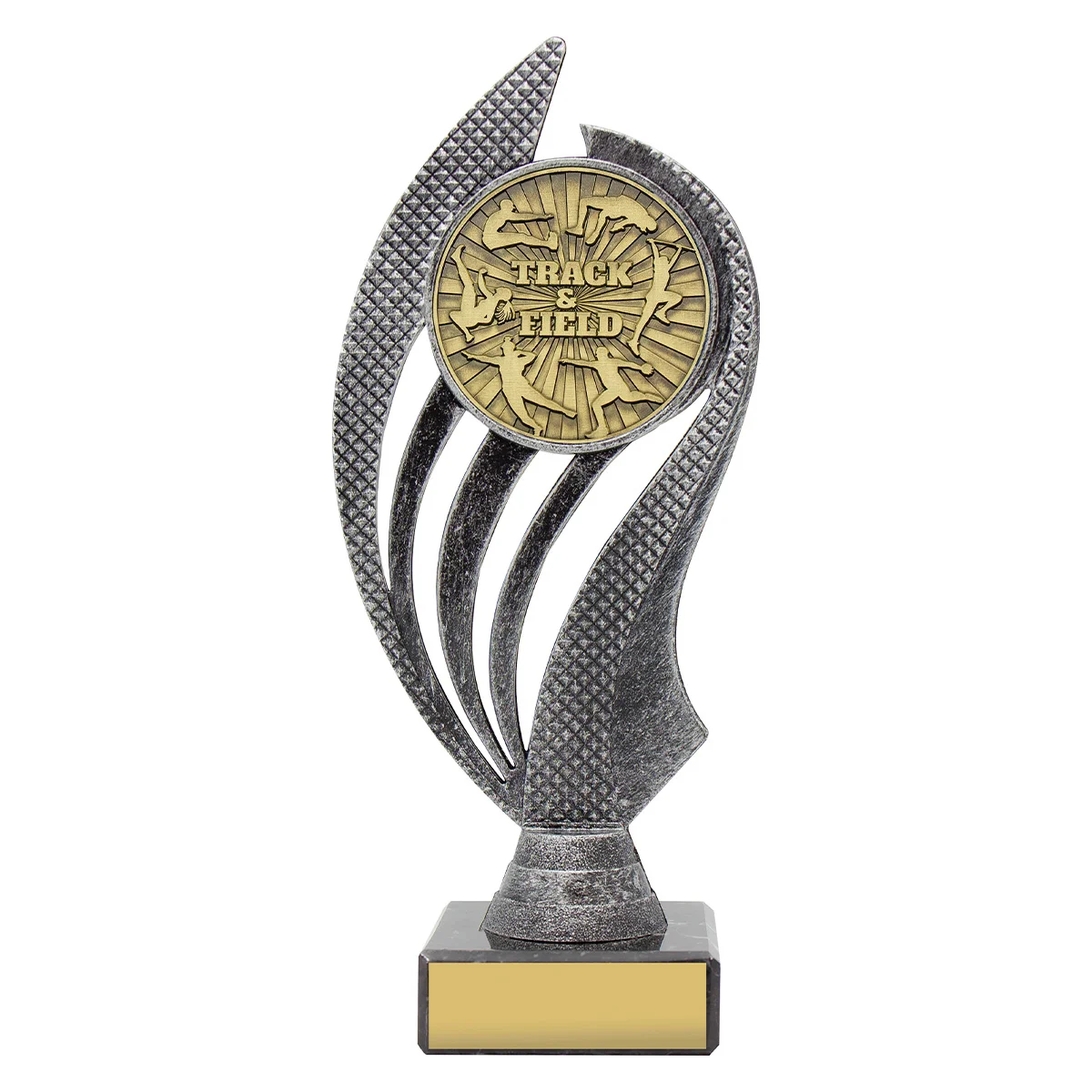 Silver & gold husky - track & field with plastic / metal / marble construction
