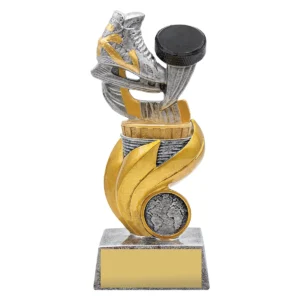 Silver ice hockey flame with resin construction