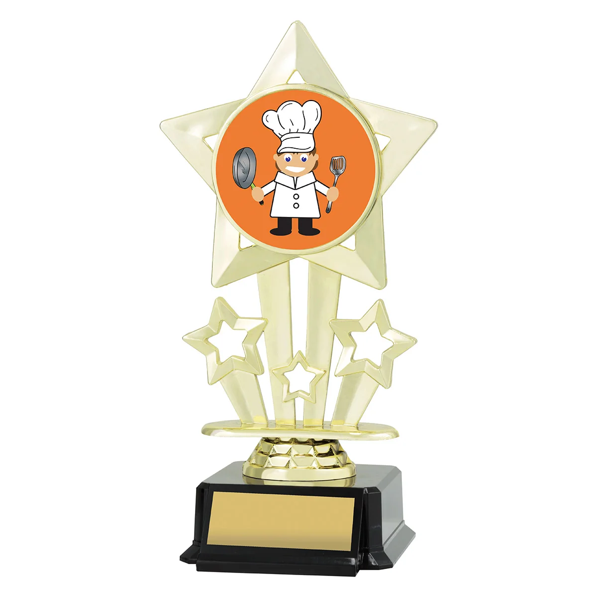Gold icon star - chef with plastic construction