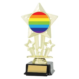 Gold icon star - rainbow with plastic construction