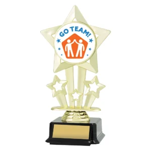 Gold icon star - teamwork with plastic construction